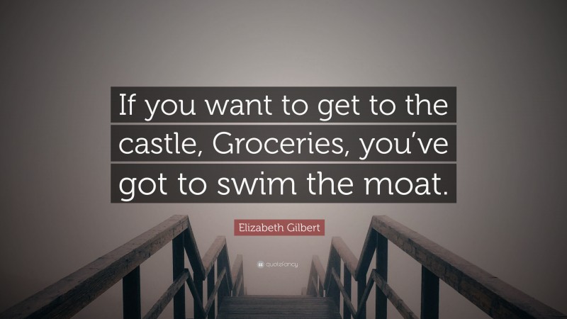 Elizabeth Gilbert Quote: “If you want to get to the castle, Groceries, you’ve got to swim the moat.”