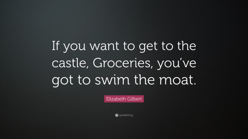 Elizabeth Gilbert Quote: “If you want to get to the castle, Groceries, you’ve got to swim the moat.”