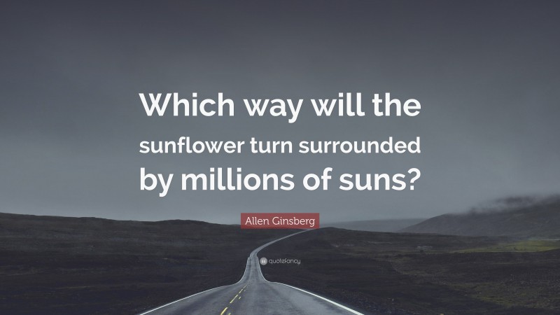 Allen Ginsberg Quote: “Which way will the sunflower turn surrounded by millions of suns?”