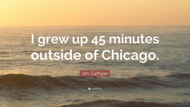Jim Gaffigan Quote: “I grew up 45 minutes outside of Chicago.”