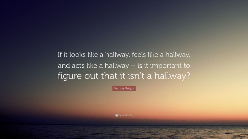 Patricia Briggs Quote: “If it looks like a hallway, feels like a hallway, and acts like a hallway – is it important to figure out that it isn’t a hallway?”