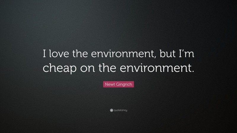Newt Gingrich Quote: “I love the environment, but I’m cheap on the environment.”