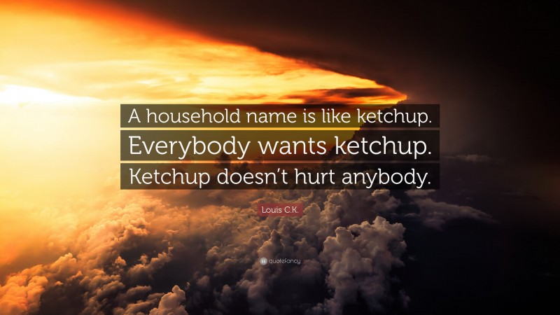 Louis C.K. Quote: “A household name is like ketchup. Everybody wants ketchup. Ketchup doesn’t hurt anybody.”