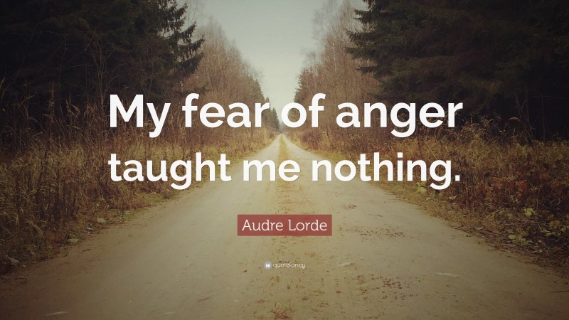 Audre Lorde Quote: “My fear of anger taught me nothing.”