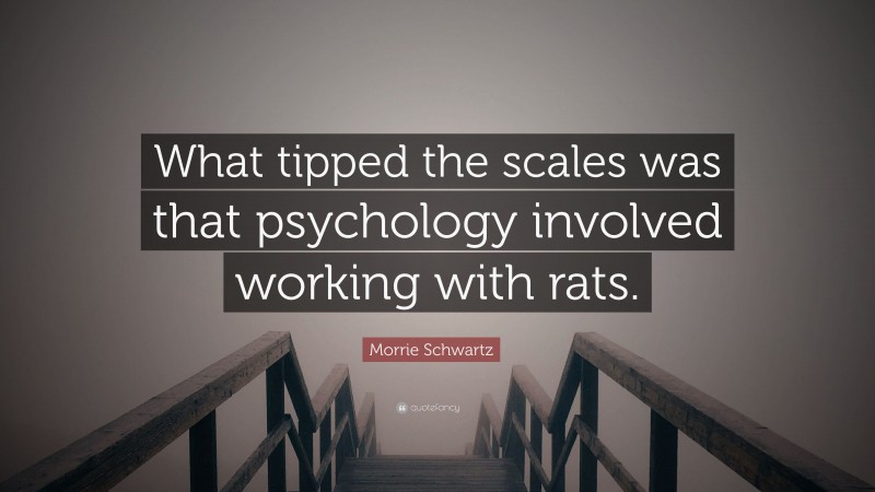 Morrie Schwartz Quote: “What tipped the scales was that psychology involved working with rats.”