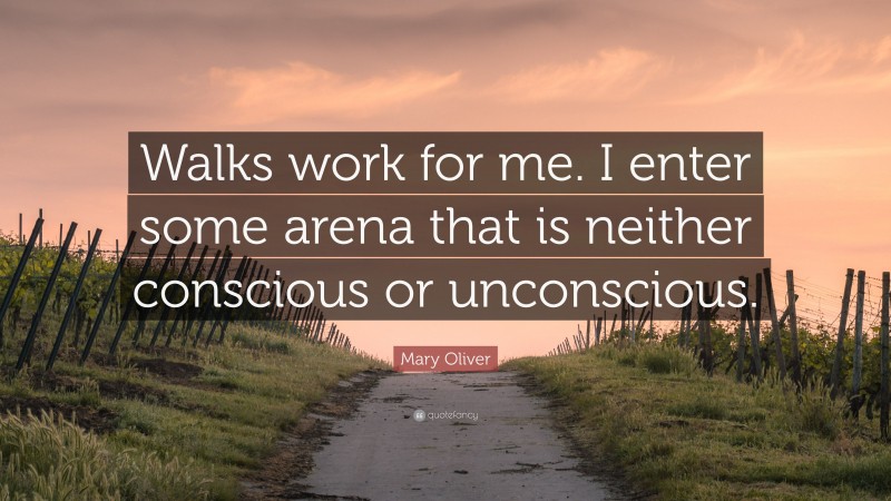 Mary Oliver Quote: “Walks work for me. I enter some arena that is neither conscious or unconscious.”