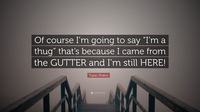Tupac Shakur Quote: “Of course I’m going to say “I’m a thug” that’s because I came from the GUTTER and I’m still HERE!”