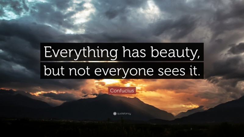 Confucius Quote: “Everything has beauty, but not everyone sees it.”
