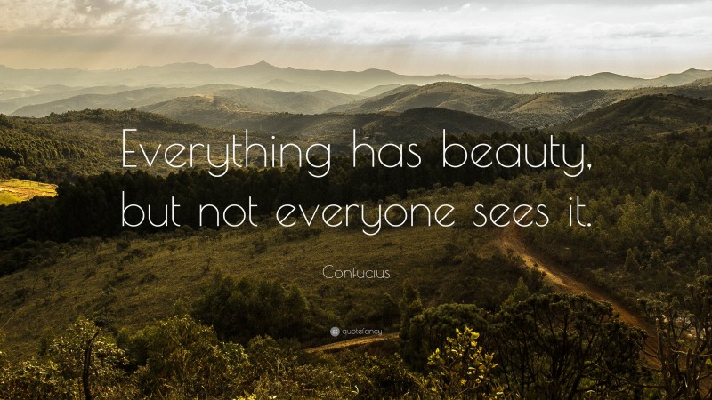 Confucius Quote: “Everything has beauty, but not everyone sees it.”