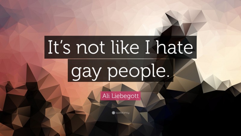 Ali Liebegott Quote: “It’s not like I hate gay people.”