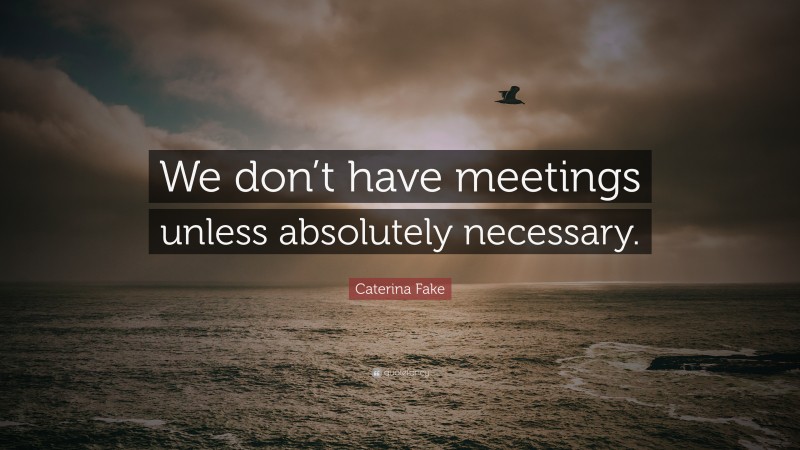 Caterina Fake Quote: “We don’t have meetings unless absolutely necessary.”