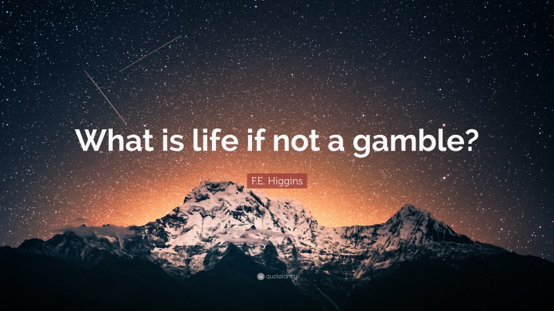 F.E. Higgins Quote: “What is life if not a gamble?”