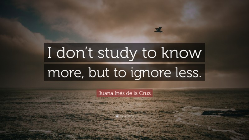 Juana Inés de la Cruz Quote: “I don’t study to know more, but to ignore less.”