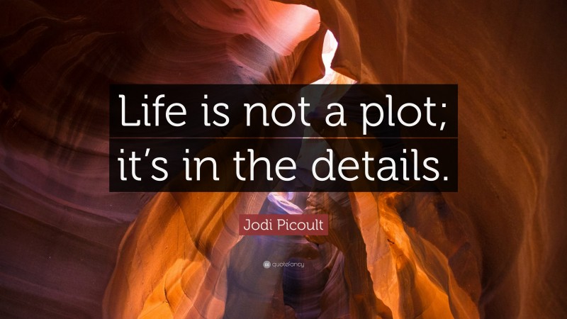 Jodi Picoult Quote: “Life is not a plot; it’s in the details.”