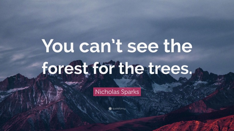Nicholas Sparks Quote: “You can’t see the forest for the trees.”