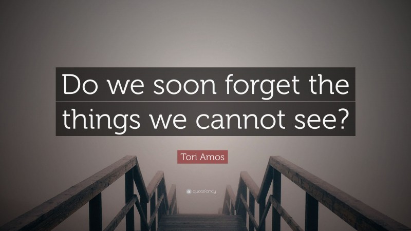 Tori Amos Quote: “Do we soon forget the things we cannot see?”