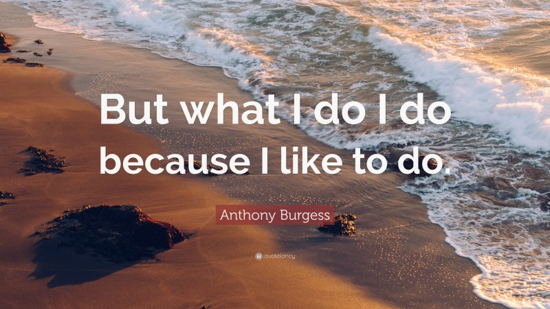 Anthony Burgess Quote: “But what I do I do because I like to do.”