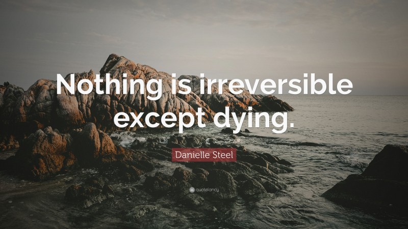 Danielle Steel Quote: “Nothing is irreversible except dying.”