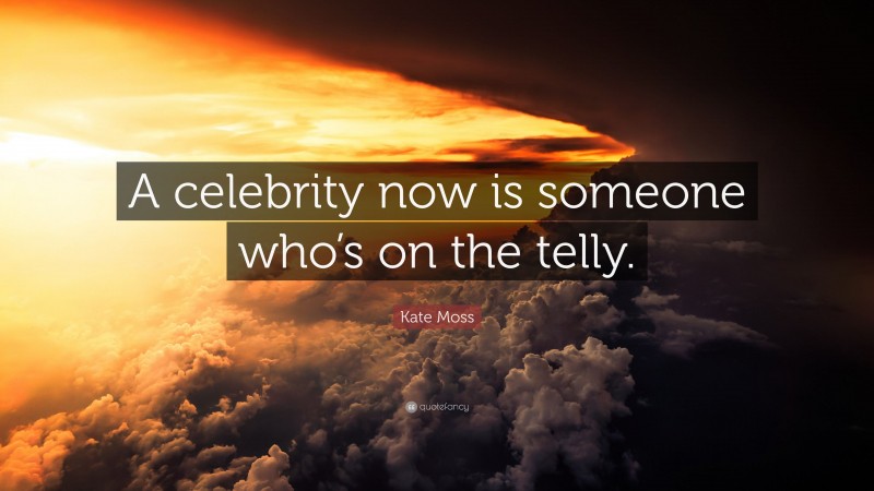 Kate Moss Quote: “A celebrity now is someone who’s on the telly.”
