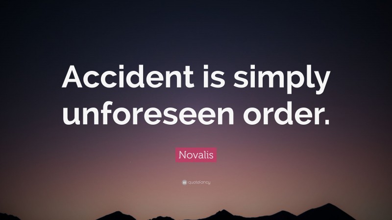 Novalis Quote: “Accident is simply unforeseen order.”