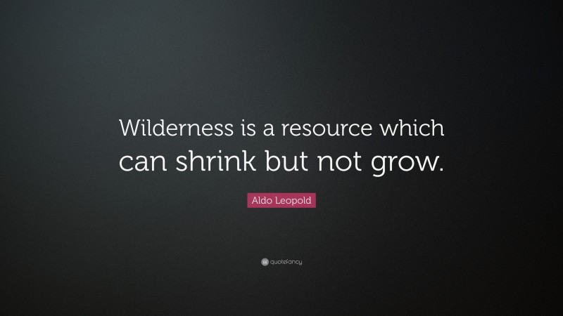 Aldo Leopold Quote: “Wilderness is a resource which can shrink but not grow.”
