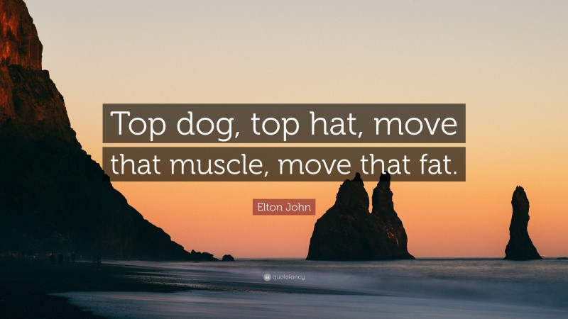 Elton John Quote: “Top dog, top hat, move that muscle, move that fat.”