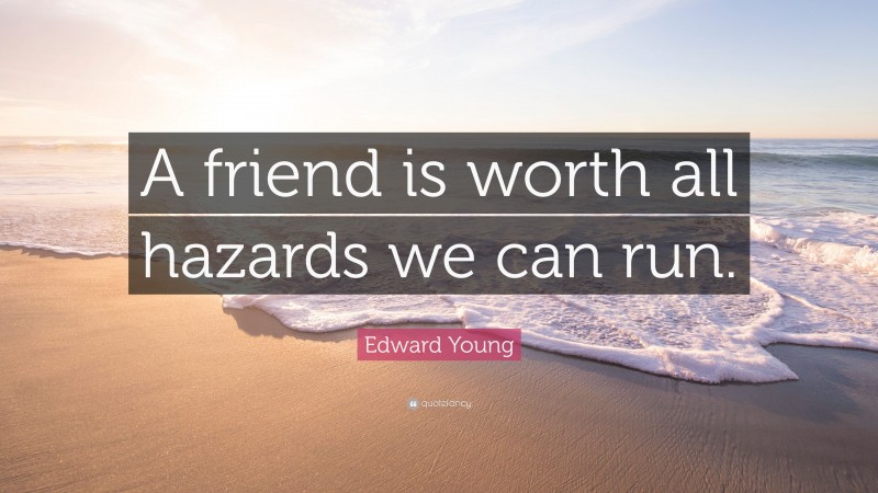 Edward Young Quote: “A friend is worth all hazards we can run.”