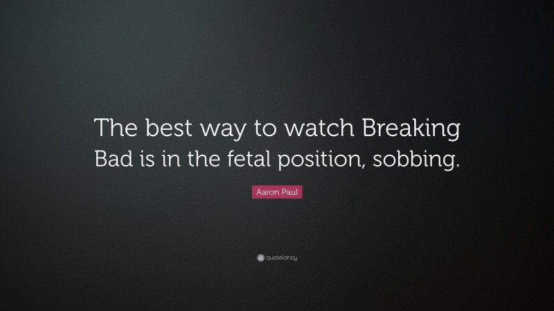 Aaron Paul Quote: “The best way to watch Breaking Bad is in the fetal position, sobbing.”