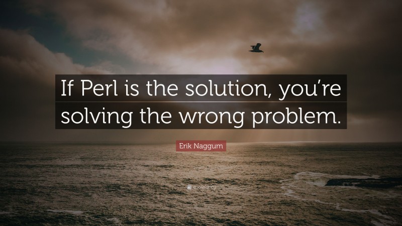 Erik Naggum Quote: “If Perl is the solution, you’re solving the wrong problem.”