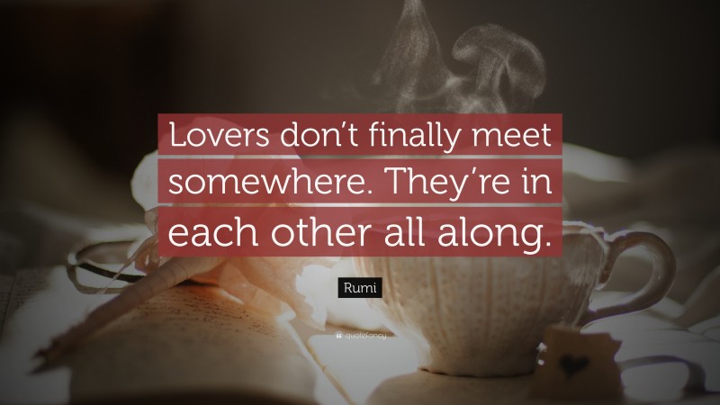 Rumi Quote: “Lovers don’t finally meet somewhere.  They’re in each other all along.”