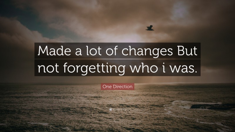 One Direction Quote: “Made a lot of changes But not forgetting who i was.”
