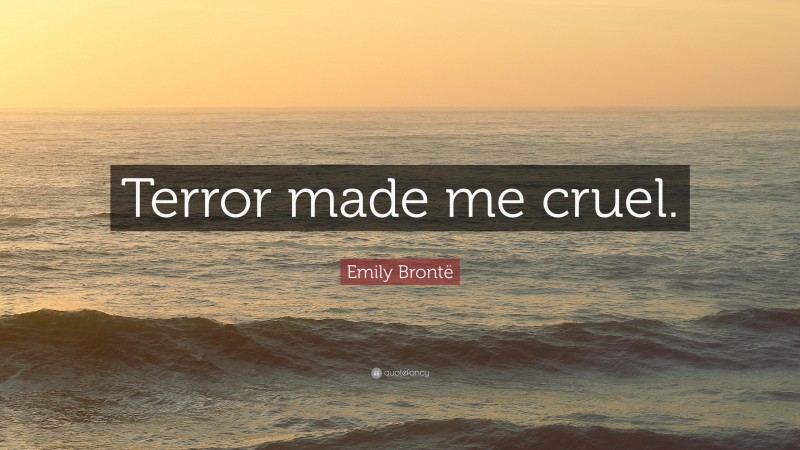 Emily Brontë Quote: “Terror made me cruel.”
