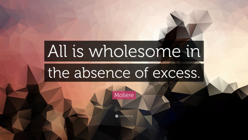 Molière Quote: “All is wholesome in the absence of excess.”