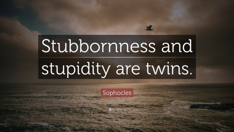Sophocles Quote: “Stubbornness and stupidity are twins.”