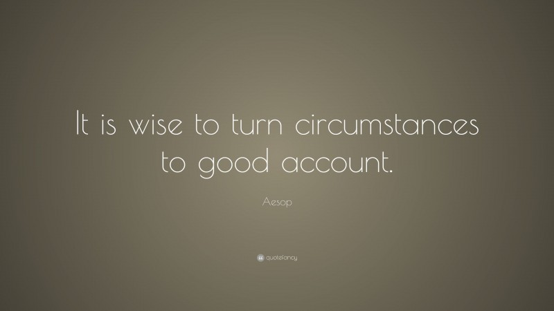 Aesop Quote: “It is wise to turn circumstances to good account.”