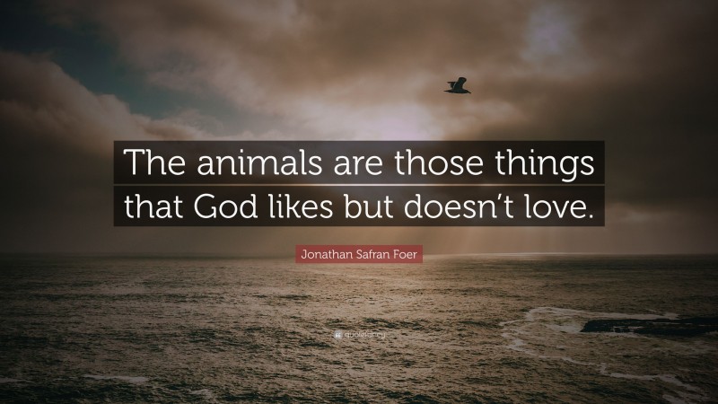Jonathan Safran Foer Quote: “The animals are those things that God likes but doesn’t love.”