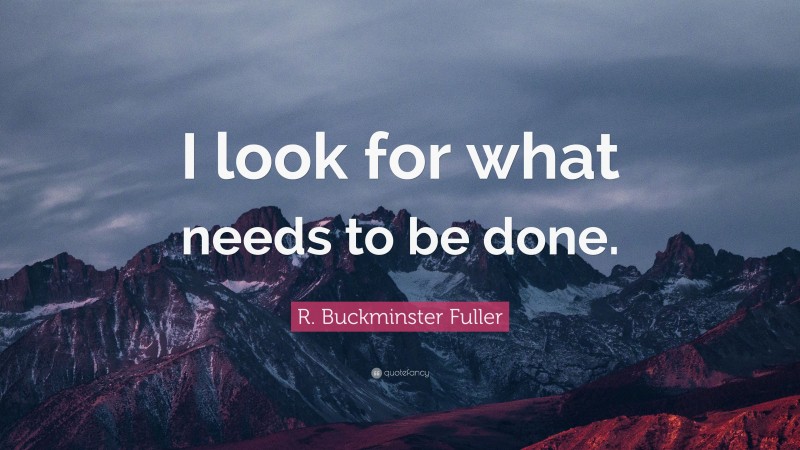 R. Buckminster Fuller Quote: “I look for what needs to be done.”