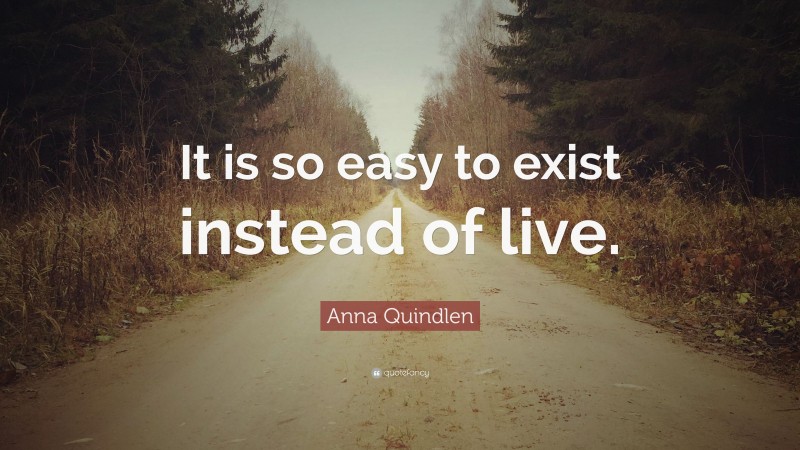 Anna Quindlen Quote: “It is so easy to exist instead of live.”