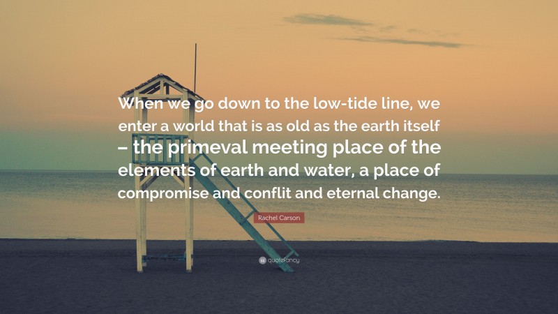 Rachel Carson Quote: “When we go down to the low-tide line, we enter a world that is as old as the earth itself – the primeval meeting place of the elements of earth and water, a place of compromise and conflit and eternal change.”