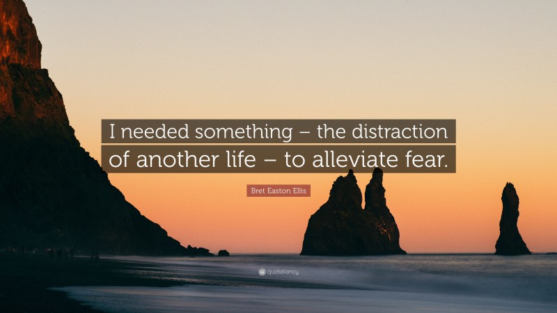 Bret Easton Ellis Quote: “I needed something – the distraction of another life – to alleviate fear.”