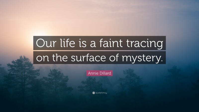 Annie Dillard Quote: “Our life is a faint tracing on the surface of mystery.”
