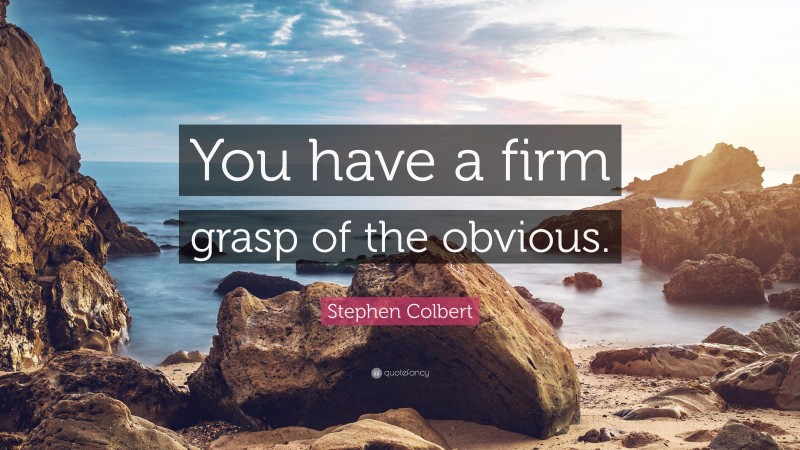 Stephen Colbert Quote: “You have a firm grasp of the obvious.”