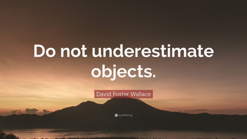 David Foster Wallace Quote: “Do not underestimate objects.”