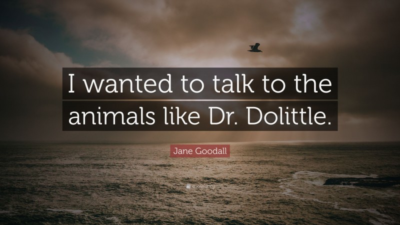 Jane Goodall Quote: “I wanted to talk to the animals like Dr. Dolittle.”