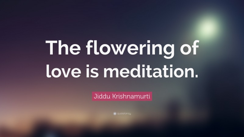 Jiddu Krishnamurti Quote: “The flowering of love is meditation.”