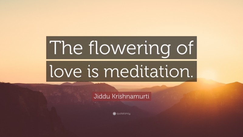 Jiddu Krishnamurti Quote: “The flowering of love is meditation.”