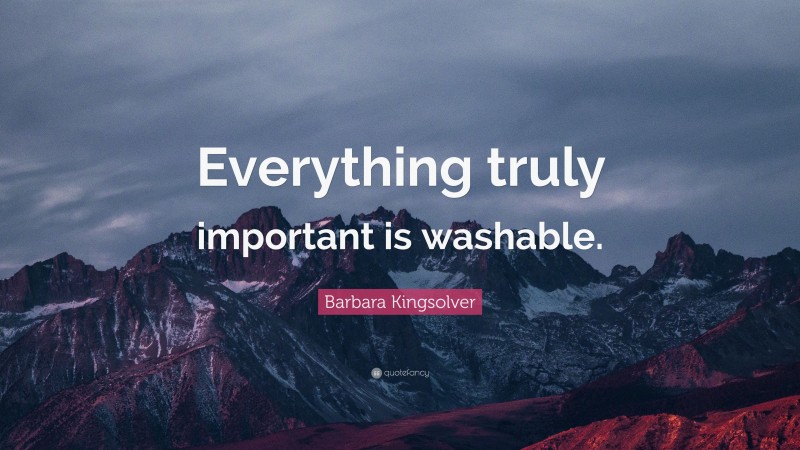 Barbara Kingsolver Quote: “Everything truly important is washable.”
