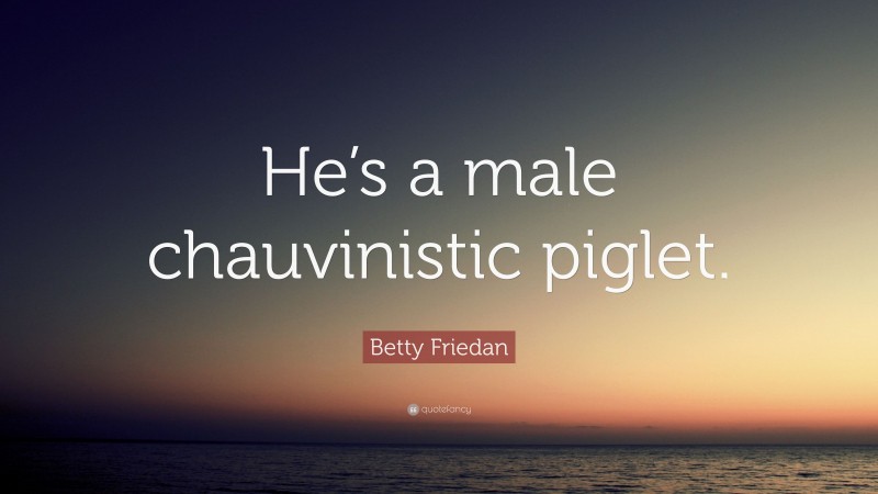 Betty Friedan Quote: “He’s a male chauvinistic piglet.”