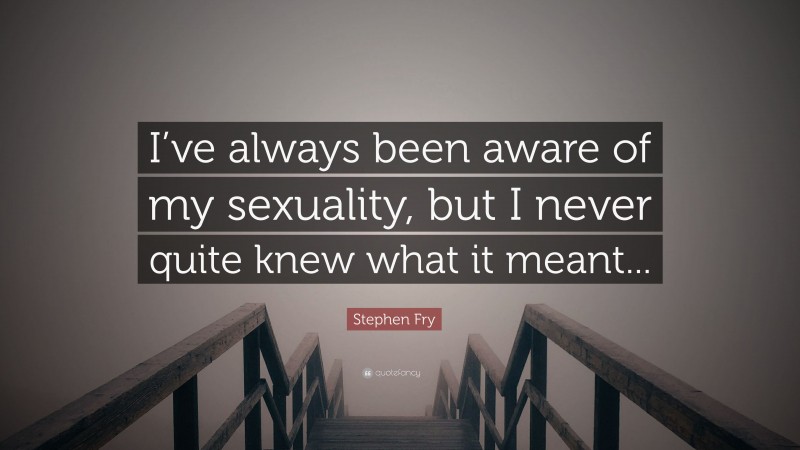 Stephen Fry Quote: “I’ve always been aware of my sexuality, but I never quite knew what it meant...”