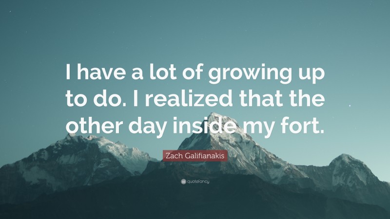 Zach Galifianakis Quote: “I have a lot of growing up to do. I realized that the other day inside my fort.”